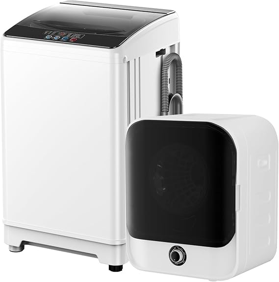 TABU 18LBS Full-Automatic Washing Machine & 2.6 Cu.Ft Dryer Set, White