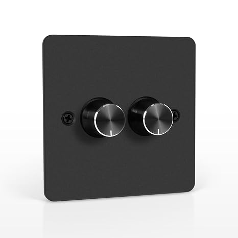 VIPMOON DC 12-24V Dimmer Switch 2 Gang, PWM Push ON/Off Rotary Dimmer