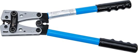 BGS 9397 Crimping Pliers for Cable Lugs 6-50 mm2 6-way crimp profile series and parallel connectors rotating and lockable crimping jaws non-slip handles