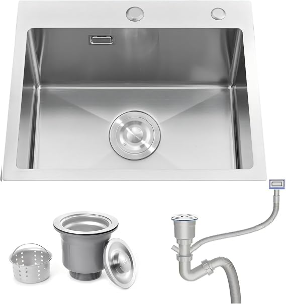 Stainless Steel Brushed Nickel Kitchen Sink 50x45cm Drop-in 1-Bowl
