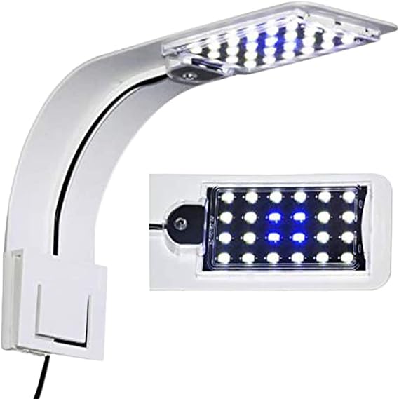 10W Super Slim Aquarium Fish Tank 5730 LED Light Clip-on Lamp Aquatic Plant Lighting (White Body White+Blue Light)