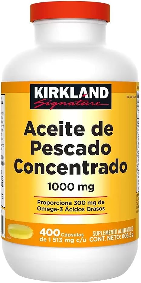Kirkland Signature Natural Fish Oil Concentrate With Omega-3 Fatty Acids 400 Softgels 1000Mg
