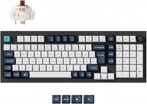 Keychron Q5 Max Wireless Mechanical Keyboard 2.4 GHz Bluetooth QMK Full Aluminium 96% DE-ISO Layout RGB Hot-swappable Gateron Brown Switch for Mac Windows Linux