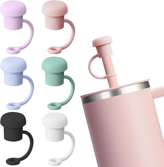 Adjustable Straw Covers for Stanley And All 6 to 10mm Straws, Ghislaine Silicone Straw Topper Accessories Compatible with All Brand Straw Tips Lids, Straw Cover Cap Dust-Proof Tumbler Cup Accessories