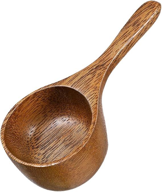 Acacia Wood Measuring Spoons & Scoops Set - 1/4 Cup, Tea, Coffee, Salt & Sugar - Brown Wooden Utensils - 4.13x1.97x3.00 Inches - 1 Count