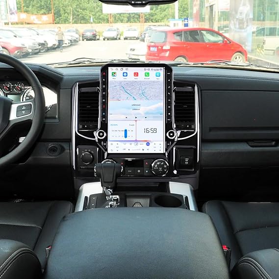 14.5 Inch Android 14 Car Radio for Dodge RAM 1500 2500 3500 2008-2012 Truck Stereo Upgrade Tesla Style Touch Screen Carplay Android Auto GPS Navigation Head Unit (8-128GB)