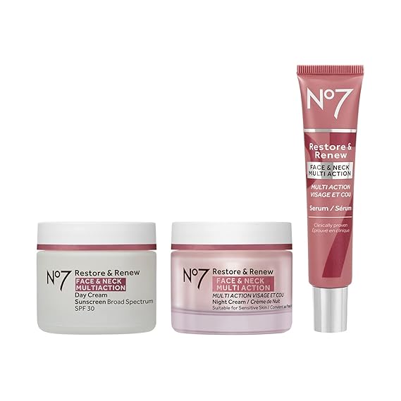 No7 Restore & Renew Face & Neck Sculpting Skincare System, 3-Piece Kit