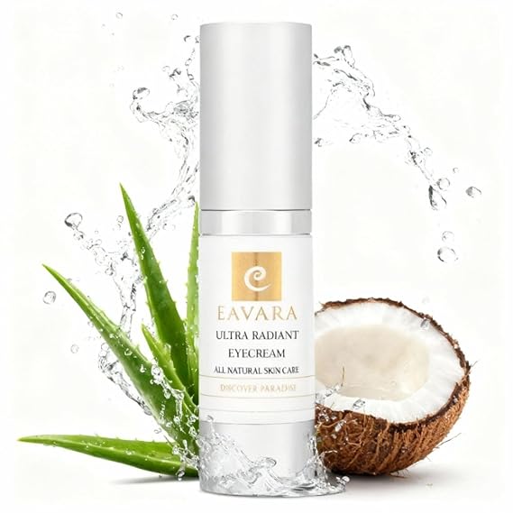 Organic Anti Aging Eye Cream for Dark Circles and Puffiness, Natural Under Eye Serum with Hyaluronic Acid, Jojoba Oil, Vitamin E, Aloe Vera, Helps Reduce Fine Lines & Wrinkles 1.0 Fl Oz
