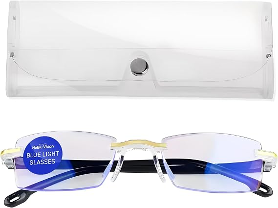 No Blue Optics Glasses for Women and Men No Blue Light Glasses Computer | Ease Eye Strain from Screen, Computer, Gaming, NoBlue-Optics Eyeglasses with Clear Frame & Travel Case for Work, Study