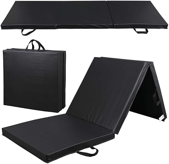 HomGarden Tumbling Mat, 6x2" Thick High Density Anti Tear Gymnastics Mat, Gym Folding Exercise Aerobics Mats w/Carrying Handles for Home Gym Exercise, Multiple Colors