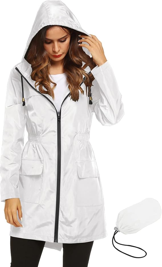 Lomon Women Waterproof Lightweight Rain Jacket Active Outdoor Hooded Raincoat