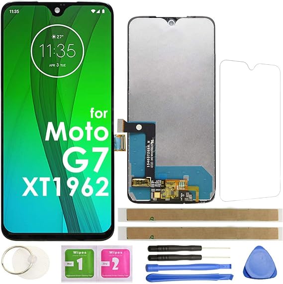 G7 LCD Screen Replacement Touch Display Digitizer Assembly 6.2" 153mm (Black) for Motorola Moto G7 XT1962 XT1962-4 XT1962-5 6.2 Inch with Repair Tools and Screen Protector