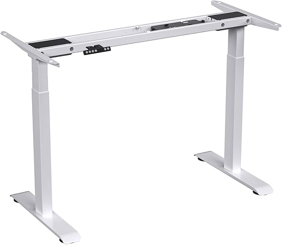 Kingdely Desk Stand Up Frame - Dual Motor Height Adjustable Standing Base Workstation with Memory Controller, White Frame Only