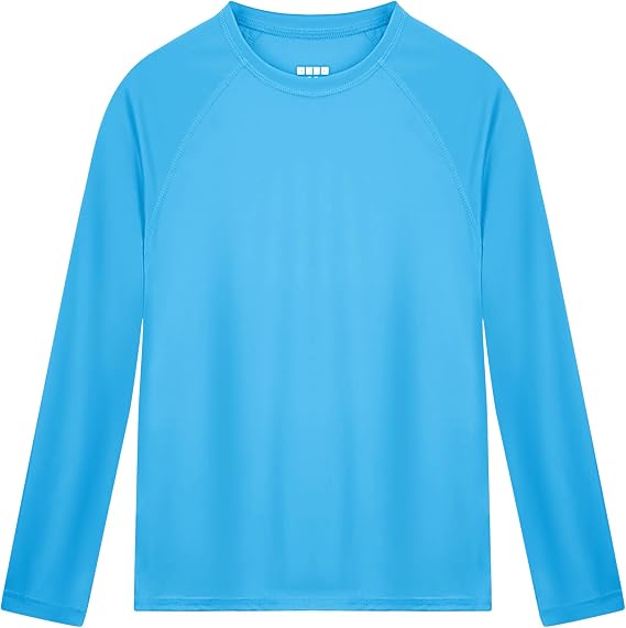 Boys Rash Guard Long Sleeve UPF 50+ Kids Swim Shirts Youth Quick Dry Sun Water Shirt for Fishing