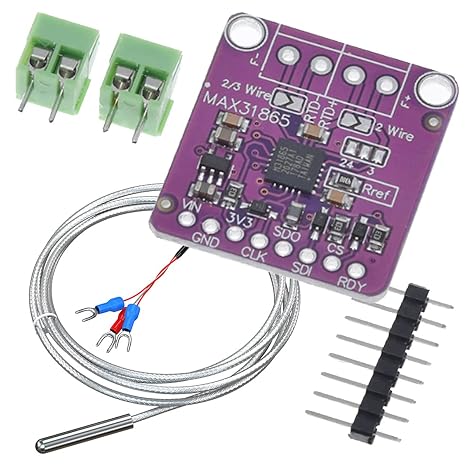 MAX31865 PT100 RTD-to-Digital Converter Board 3.3V/5V Temperature Thermocouple Sensor Amplifier Module for Arduino, with -50 to 200℃ 0.5m PT100 Sensor