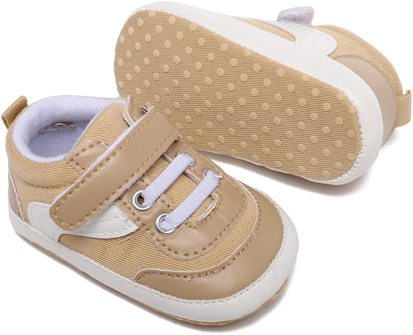 Clowora Unsex Baby Boys Girls Canvas First Walkers Shoes,Newborn Infant Non Slip Soft Sole Crib Casual Sneaker