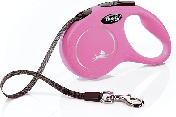 FLEXI Classic Tape Retractable Dog Leash, Small, 16 ft - Pink | German engineered, original flexi leash, durable quality for dogs up to 33 lbs, tangle-free, walking, reliable brake system