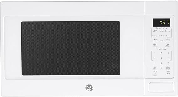GE JES1657DMWW Countertop Microwave Oven, 1,150-watt Capacity, 1.6 Cubic Ft., 8 Auto Setting Cooking Settings, Kitchen Essentials for the Countertop, Dorm Room or Apartment, White