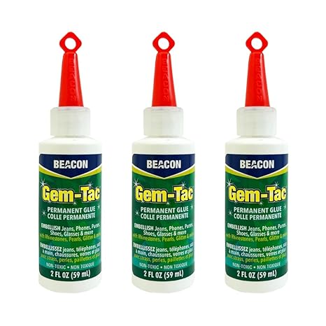 BEACON Gem-Tac Premium Quality Adhesive for Securely Bonding Rhinestones and Gems - Water-Based, UVA Resistant, 2-Ounce, 3-Pack