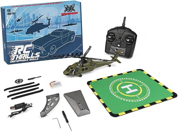 WL K170 RC Helicopter, UH-60L 170 Size Flybarless RC Helicopter for 16+, with Adjustable Left and Right Hand Throttle, One Battery (RTF Version)