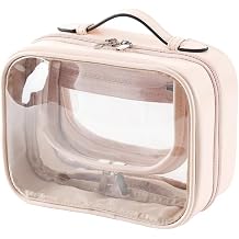 Travel Clear Toiletry Bag Makeup Bag, Cosmetics Case Toiletry Bag with Handle, Zipper Makeup Handbag Transparent Waterproof Large Capacity Storage Organizer for Women Girls