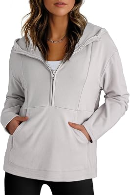 Dokotoo Hoodies for Women Soft Fleece Half Zip Up Hoodie Long Sleeve Casual Pullover Oversized Sweatshirt Hooded Tops