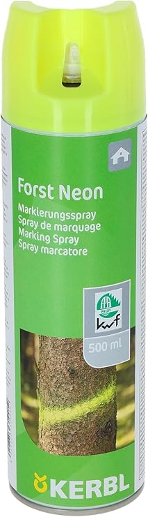 Kerbl Marking Spray Forest Neon (Forest Marking Spray 500 ml/Spray Paint in Neon Yellow, Organic Alcohol Base, for Wood, Metal and Concrete) 291401