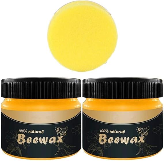 2 PACK Wood Seasoning Beewax,Multipurpose Natural Beeswax Wood Furniture Cleaner and Polish for Furniture, Floor, Tables, Cabinets
