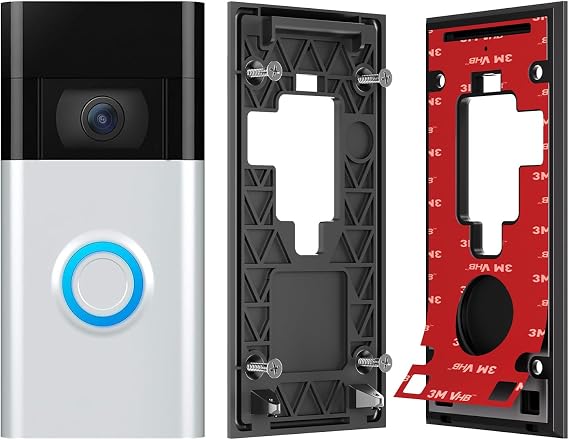 No-Drill Mount Compatible with Ring Video Doorbell (2020 Release) 2-in-1 Adhesive & Screw Mounting Plate with 3M VHB Tape, Renter Friendly Damage-Free Installation Kit for Apartments Offices Homes