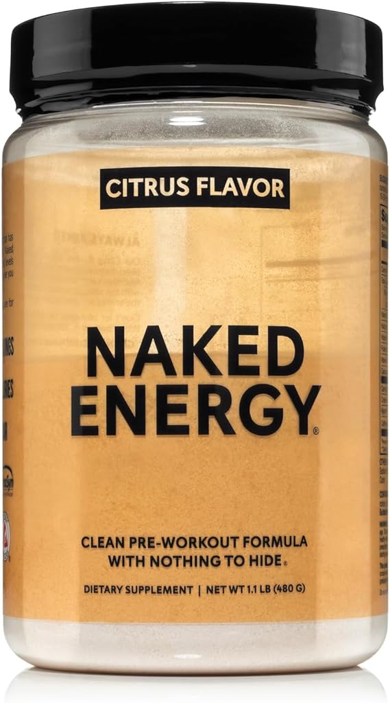 NAKED Citrus Energy - Citrus Flavored Clean Pre Workout Supplement for Men and Women, NSF Certified, Vegan Friendly, No Added Sweeteners, Colors Or Flavors - 30 Servings