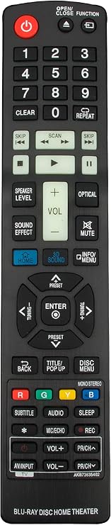 AKB73635402 Replaced Remote fit for LG Cinema 3D Sound Blu-ray BH9630TW | S93T2-FL S93T2-FR S93T2-S S93T2-W W3-2 S93T4-FL S93T4-FR S93T4-S BH9630WY Home Theater