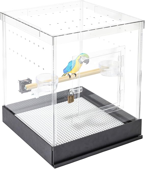 PENNZONI Small Bird Cage, Acrylic Birdcage, Crystal Clear Acrylic Cage for Birds, Bird House for Parrots, Bird Cages for Parakeets