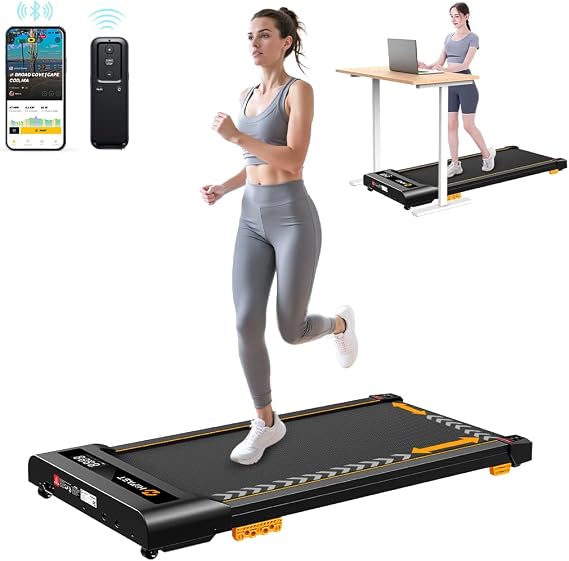 HiFast Walking Pad, 2.5HP Under Desk Treadmill for Home Office, 300 Lbs Capacity Portable Treadmills with Remote Control & LED Display, 2 in 1 Running Pad for Walking Jogging and Running