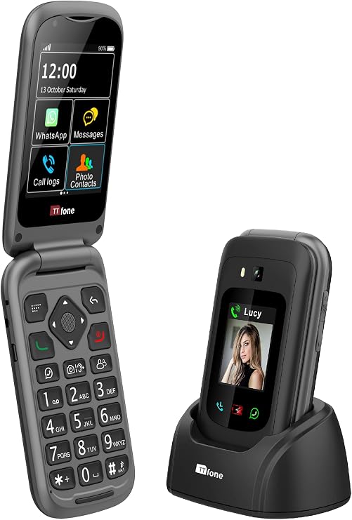 TTfone TT970 4G Touchscreen Senior Big Button Flip Mobile Phone - Easy and Simple to Use (Without Bundle)