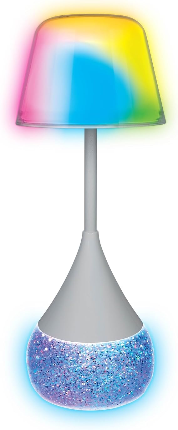 LED Table Lamp for Bedroom, RGB Color Changing Desk Lamp with Glitter Base, Adjustable Brightness 3000K-6500K 2W 200LM, USB Powered Nightstand Lamp with Type-C Cable, Silver Water Effect