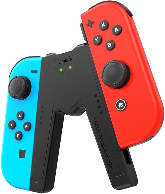JINGDU Charging Handle for Switch NS/Switch OLED Joy Con Handle Holder Gaming Grip Controller for Nintendo Switch Joy-Con USB-C V-shaped Controller Black
