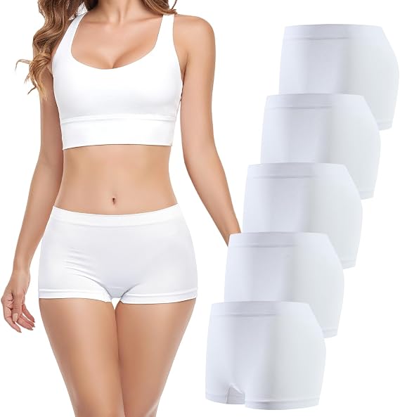 Womens Boy Shorts Underwear - No Show Seamless Boyshort Panties Stretch Boxer Briefs for Ladies Pack
