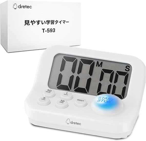 Dretec Study Timer Learning Timer S Psychology-Based Blue LED for Improved Concentration Large Screen for Exams, Certifications, Cooking, Kitchen Stopwatch, Study Goods, Learning, Silent, Present