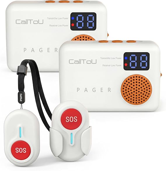 CallToU Caregiver Pager, 2 Call Buttons for Elderly at Home, 2 Receivers