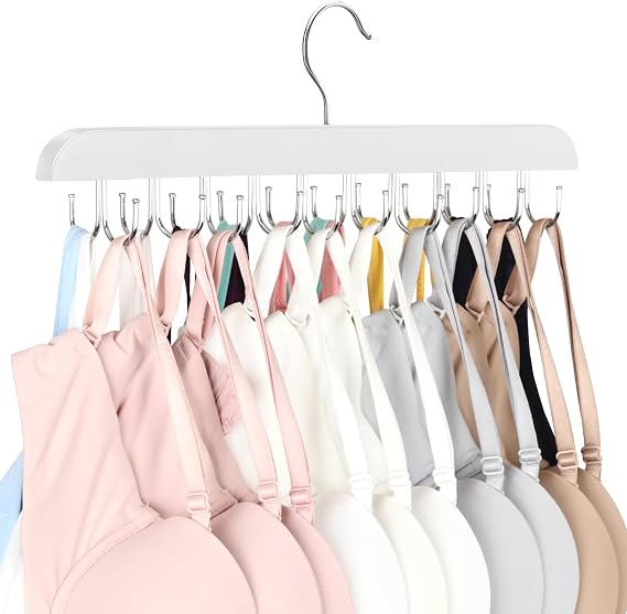 2 Pack Bra Hanger, Capacity Foldable Tank Top Hanger with 40 Hooks, Bra Hangers for Closet Organizer, Premium Wooden Space Saving Hangers Closet Organizers and Storage for Dorm & Apartment