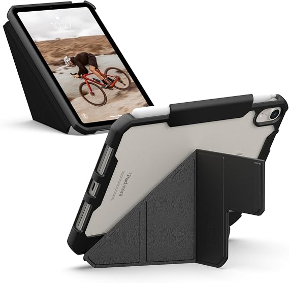 URBAN ARMOR GEAR UAG Designed for iPad mini A17 Pro Case (7th Gen, 2024) A2993 A2995 A2996 8.3" Essential Armor, Multi-Angle Adjustable Stand Protective Cover w/Pencil Pro/Pencil Holder, Black