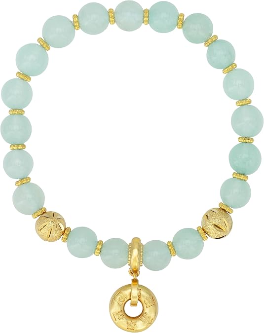 ZenBless Fengshui Porsperity Jade Bracelet Lucky Charm Feng Shui Black Obsidian Wealth Bracelet Gift for Men Women with Gold Plated Pi Xiu Pi Yao Attract Wealth Good Luck(Green)