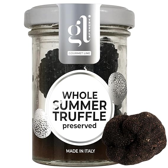 GL TRUFFLE GOURMET LINE - Whole Black Summer Truffle, 35 gm (1.2 oz) | Preserved Truffles, Premium Selected Quality, Black Truffle for Pasta, Risotto, Meats, Sauces, Product of Italy