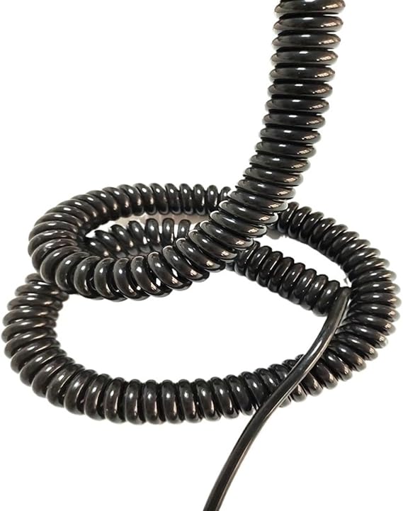 Coiled Cable, 2 Cores Telescopic Power Cord 15AWG 13AWG Black Spring Spiral Cable Stretchable Wire Spiral Extension(2 core 15AWG 1 meters Line)
