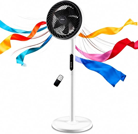 FS-1683HR 10 İnç Hava Sirkülasyonlu Vantilatör 80W Uzaktan Kumandalı Dokunmatik Sessiz Ayaklı Fan 90° Salınımlı Zemin Vantilatör