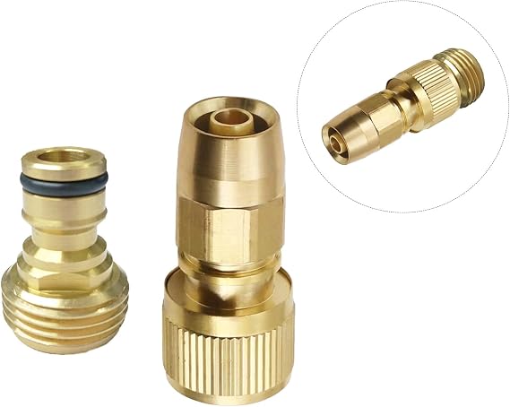Expandable Garden Hose Repair Kit, Brass Flexible Garden Hose Repair Fittings Collapsible Water Hose Adapter with Specific Quick Connector, Only Fits for 3/4" GHT Female Garden Hose Nozzle Sprayer
