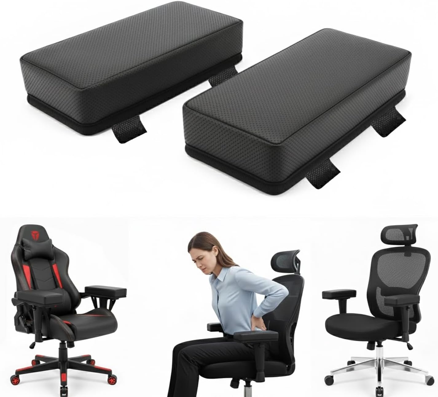 Microcase 3D Ortopedik Oto Araç Oyuncu Koltuk Kol Dayama Padi 2 Adet AL5401 Siyah