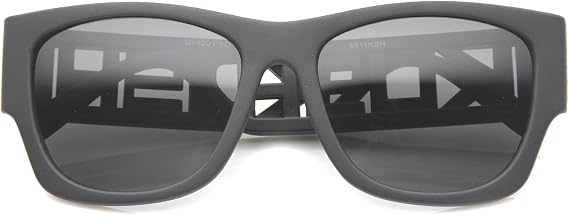 Kush Casual Sport Wide Temple Cutout Square Lens Rectangle Sunglasses 55mm (Matte Black-Gold/Smoke)