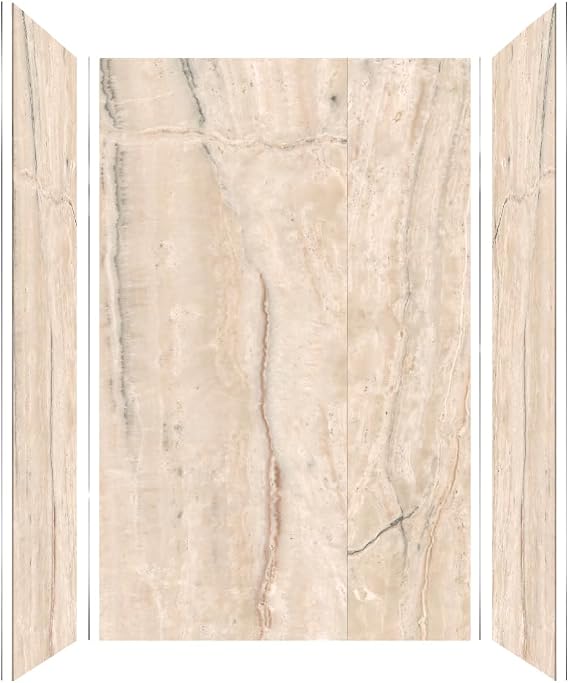 Transolid Titan 3-Piece Alcove Shower Wall Surround, 60 in. L x 48 in. W x 96 in. H, Aluminum Composite, Grout-Free Glue-Up Over Existing Walls, Trimmable Stone Look, TWK604896-KI32G