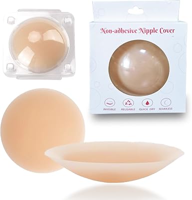 Silicone Nipple Covers for Women-Reusable Silicone Nipple Covers-Waterproof, Gentle on Skin, Ultra Thin, Nude